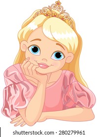 Ilustración de la bella princesa está pensando