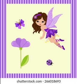 Illustration of a beautiful purple fairy in flight