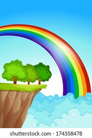 Illustration of a beautiful rainbow in the sky