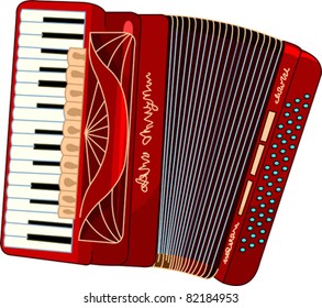 Illustration of beautiful red Accordion