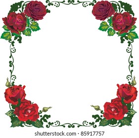 illustration with beautiful red flower frame