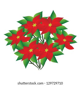 An Illustration of Beautiful Red Flowers on Tree Isolated on White Background, for Garden Decoration