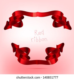 The illustration of beautiful red ribbon banner. Vector image.