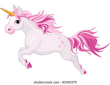 Illustration of beautiful running unicorn