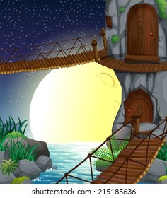 Illustration of a beautiful scenery at the forest