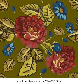 The illustration of beautiful seamless floral pattern. Vector handdrawn image