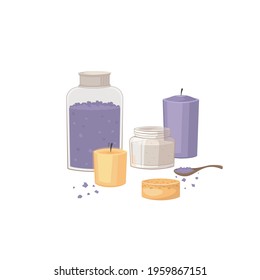 illustration of a beautiful set of spa items with background