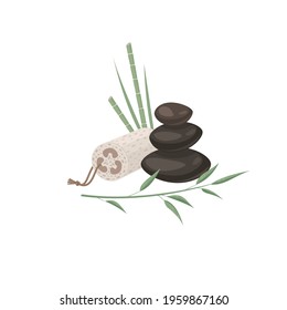 illustration of a beautiful set of spa items with background