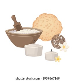 illustration of a beautiful set of spa items with background