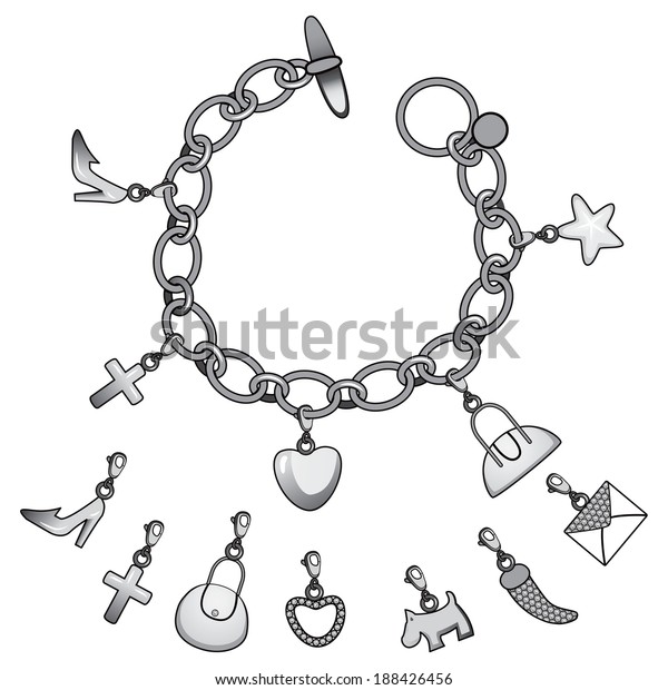 Illustration Beautiful Silver Bracelet Full Cute Stock Vector (Royalty ...