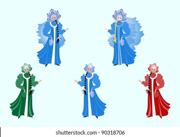 Illustration of beautiful snow maidens