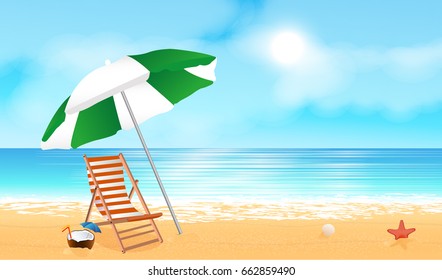 Illustration beautiful summer background with beach.