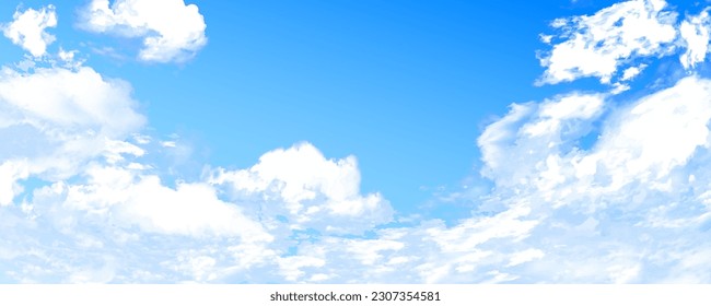 Illustration of a beautiful summer sky with clouds. Vector illustration.