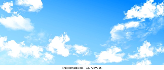 Illustration of a beautiful summer sky with clouds. Vector illustration.