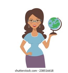 An illustration of beautiful teacher at school. Vector illustration