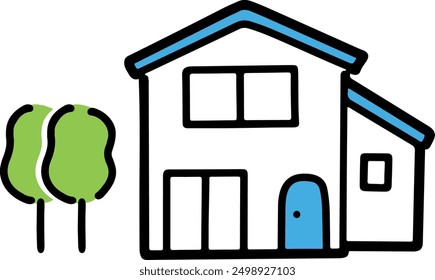 Illustration of a beautiful two-story simple house