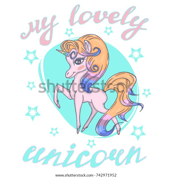 Illustration Beautiful Unicorn Dip Dye Hair Stock Vector Royalty