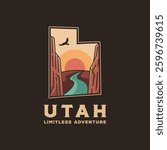Illustration of Beautiful Utah state map logo design vector on dark background