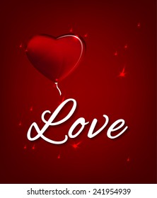 The illustration of beautiful Valentine background with heart balloon and letters. Vector image.