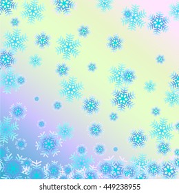 Illustration beautiful vector background with blue snowflakes.