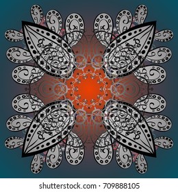 Illustration. Beautiful vector gray, brown and blue snowflakes isolated on a colorful background. Snowflakes, snowfall. Falling Christmas stylized snowflakes.