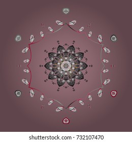 Illustration. Beautiful vector neutral, gray and white snowflakes isolated on a colorful background. Falling Christmas stylized snowflakes. Snowflakes, snowfall.