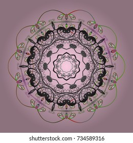 Illustration. Beautiful vector neutral, gray and green snowflakes isolated on a colorful background. Falling Christmas stylized snowflakes. Snowflakes, snowfall.