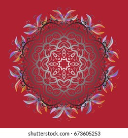 Illustration. Beautiful vector snowflakes isolated on a colorful background. Falling Christmas stylized snowflakes. Snowflakes, snowfall.