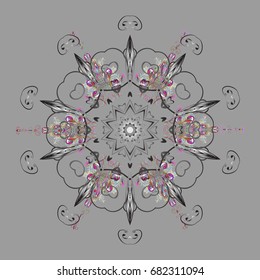 Illustration. Beautiful vector snowflakes isolated on a colorful background. Falling Christmas stylized snowflakes. Snowflakes, snowfall.