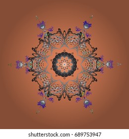 Illustration. Beautiful vector snowflakes isolated on a colorful background. Falling Christmas stylized snowflakes. Snowflakes, snowfall.