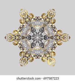 Illustration. Beautiful vector snowflakes isolated on a colorful background. Falling Christmas stylized snowflakes. Snowflakes, snowfall.