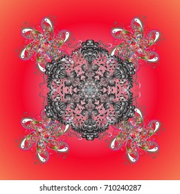 Illustration. Beautiful vector snowflakes isolated on a colorful background. Falling Christmas stylized snowflakes. Snowflakes, snowfall.