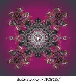 Illustration. Beautiful vector snowflakes isolated on a colorful background. Falling Christmas stylized snowflakes. Snowflakes, snowfall.