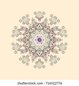 Illustration. Beautiful vector snowflakes isolated on a colorful background. Falling Christmas stylized snowflakes. 