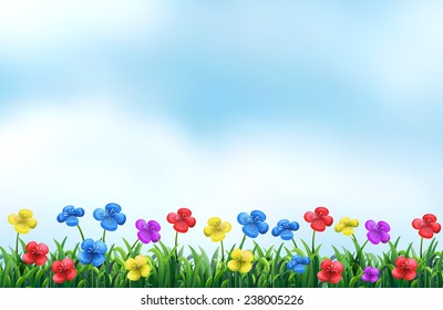 Illustration of a beautiful view of a flower field