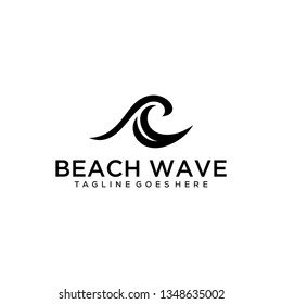 Illustration of beautiful wave symbols rolling the ocean for luxury travel companies logo design