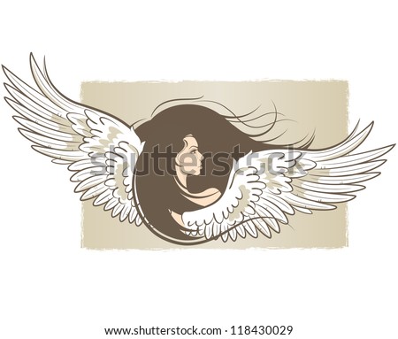 illustration of a beautiful woman with angel wings