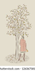 Illustration of a beautiful woman and background