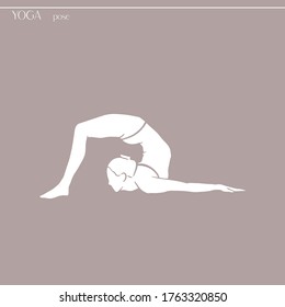 Illustration with beautiful woman exercising yoga. Woman doing exercise in yoga pose. Vector illustration
