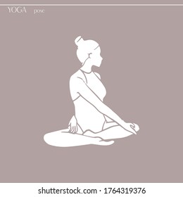 Illustration with beautiful woman exercising yoga. Woman doing exercise in yoga pose. Vector illustration