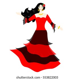 the illustration of a beautiful woman - flamenco dancer.