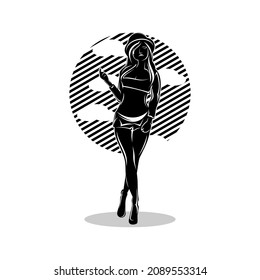 An Illustration Of A Beautiful Woman On A Black And White Background. Whether Used As A Beauty Logo Or For Your Project Reference Material