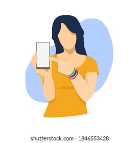 Illustration Of A Beautiful Woman Showing A Smartphone