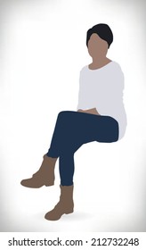 illustration of a beautiful woman sitting formally