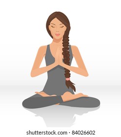 Illustration einer schönen Frau in Yoga-Lotus-Lage einzeln