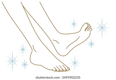 Illustration of a beautiful woman's feet (cure athlete's foot, corns, and calluses)