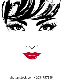 illustration of beautiful women, logo women face makeup on white background, vector