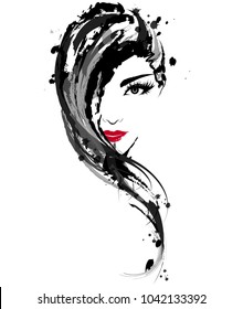 illustration of beautiful women, logo women face makeup on white background, vector