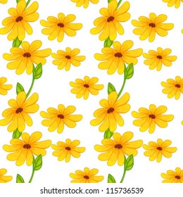 illustration of beautiful yellow flowers on a white background
