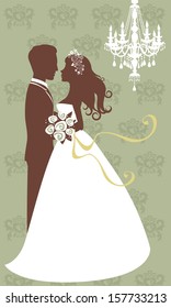 An illustration of beautiful young couple getting married